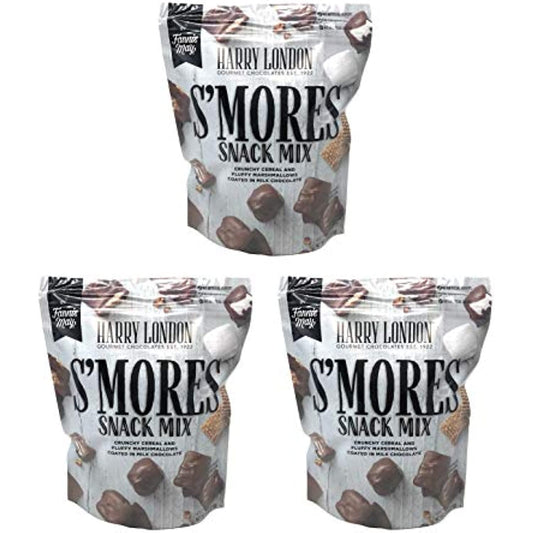 Harry London Gourmet Chocolates Smores Snack Mix - Pack of 3 Bags - 54 oz Total - Crunchy Cereal and Fluffy Marshmallows Coated In Milk Chocolate - Comes in Resealable Bags (3 Bags, 54 oz Total)