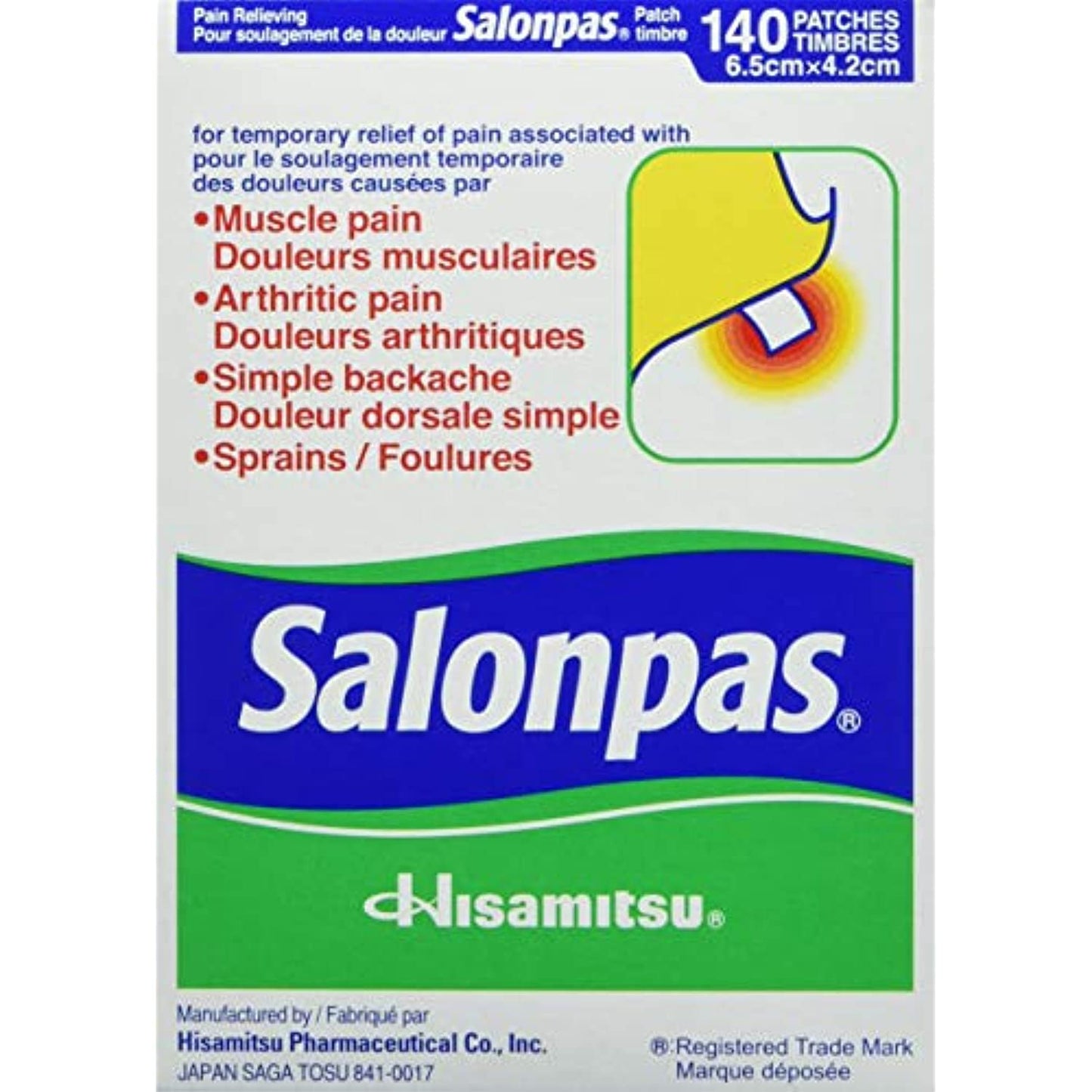 Salonpas Pain Relieving Patch, 140 Patches x 2pk