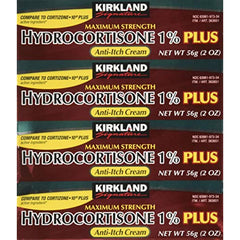 Kirkland Signature Maximum Strength Hydrocortisone Cream 1% with Aloe, 2-ounce (pack of 4)