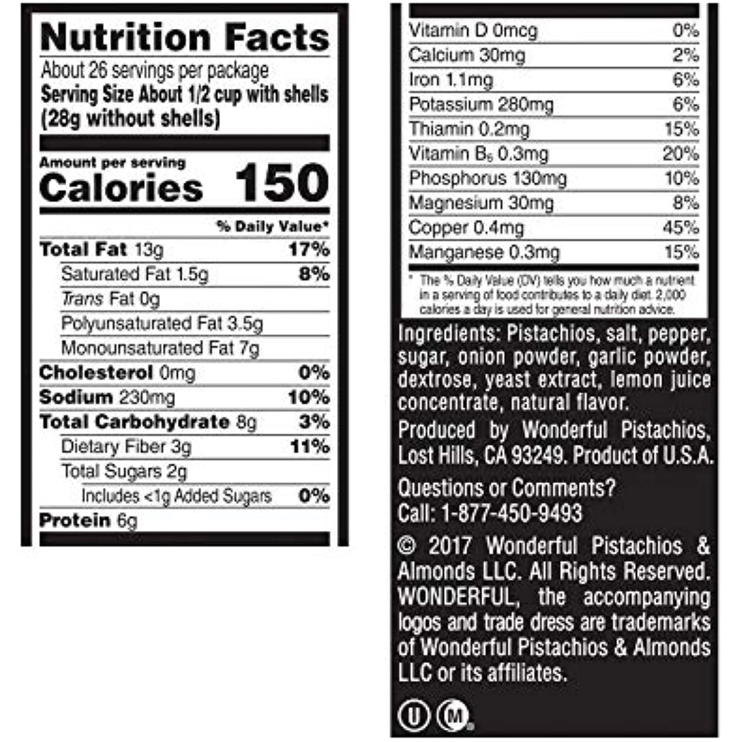 Wonderful Pistachios, Salt and Pepper Flavored, Bag, Salt & Pepper Flavor, 48 Ounce