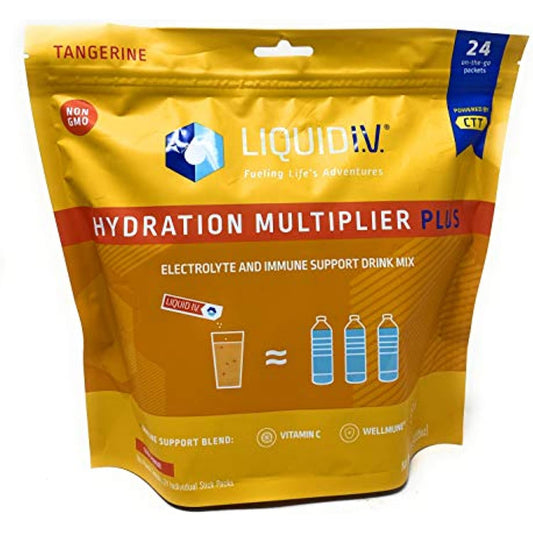 Liquid I.V Hydration Multiplier Plus, Electrolyte Powder, Easy Open Packets, Supplement Drink Mix (Tangerine 24 Packets))