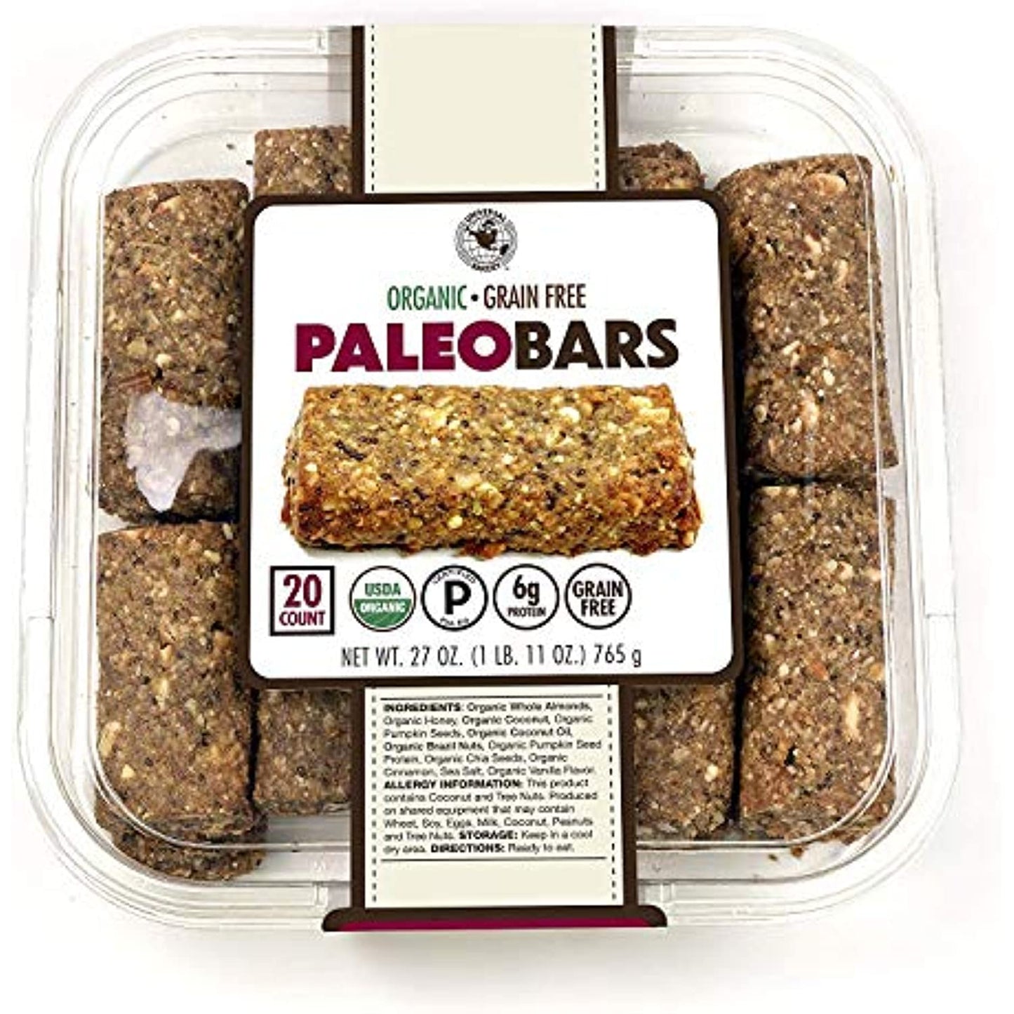Organic Grain Free PALEO BARS (20 Bars)