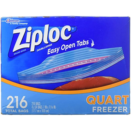 Ziploc Double Zipper Heavy Duty Quart Freezer Bags (216 CT)