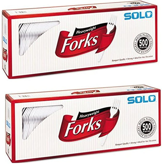 Solo Cup Company Mediumweight Plastic Cutlery, Forks, White, 500 Count (2 Pack)