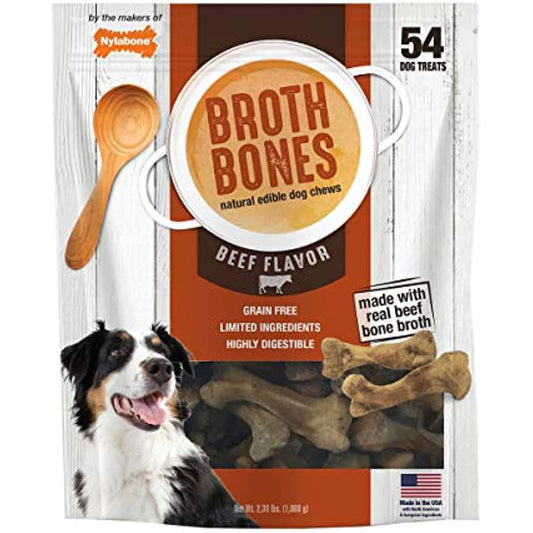 Nylabone Beef Broth Bones Dog Treats (Net 54Count), 2.38 Lb