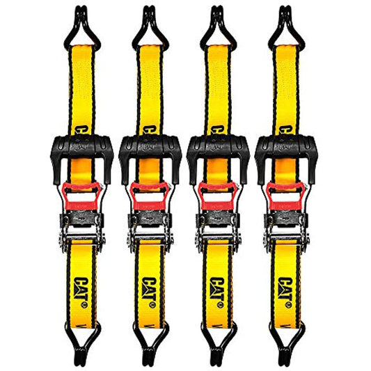 Cat 4 Piece Ratchet Tie Down Set with Soft Hooks - 16 Feet x 1-1/2 Inches (1000/3000) - 980076E