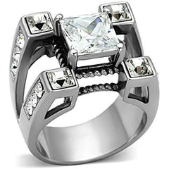 Reliable and Fast Men's Princess Cut Simulated Diamond Silver Stainless Steel Ring Size 8-14 (14)