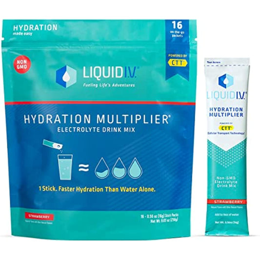 Liquid I.V. Hydration Multiplier - Strawberry - Hydration Powder Packets | Electrolyte Drink Mix | Easy Open Single-Serving Stick | Non-GMO | 192 Sticks