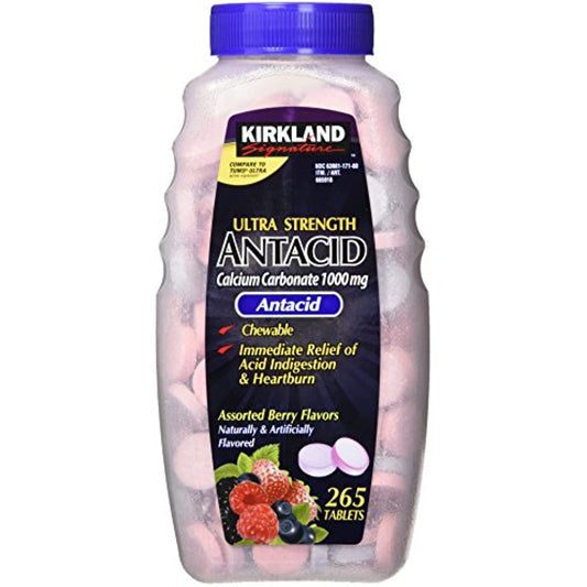 Kirkland Signature Chewable Ultra Strength Antacid / Calcium SUpplement 1000mg 265 Count (Pack of 2)