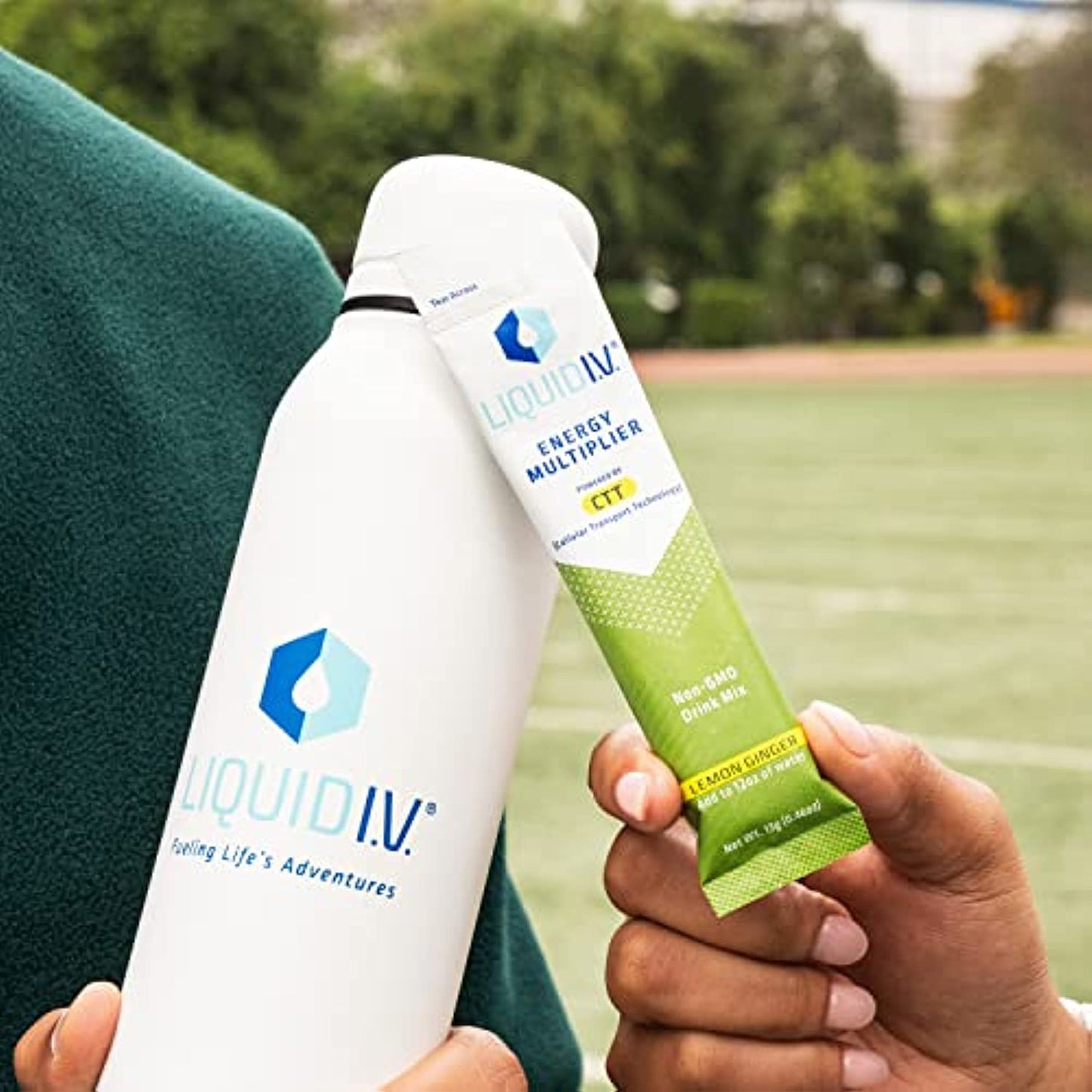 Liquid I.V. Energy Multiplier | Energy Powder Drink Sticks | Matcha and Green Energy Blend Drink Mix | Natural Caffeine | Easy Open Single-Serving Stick | Non-GMO | Lemon Ginger | 168 Sticks