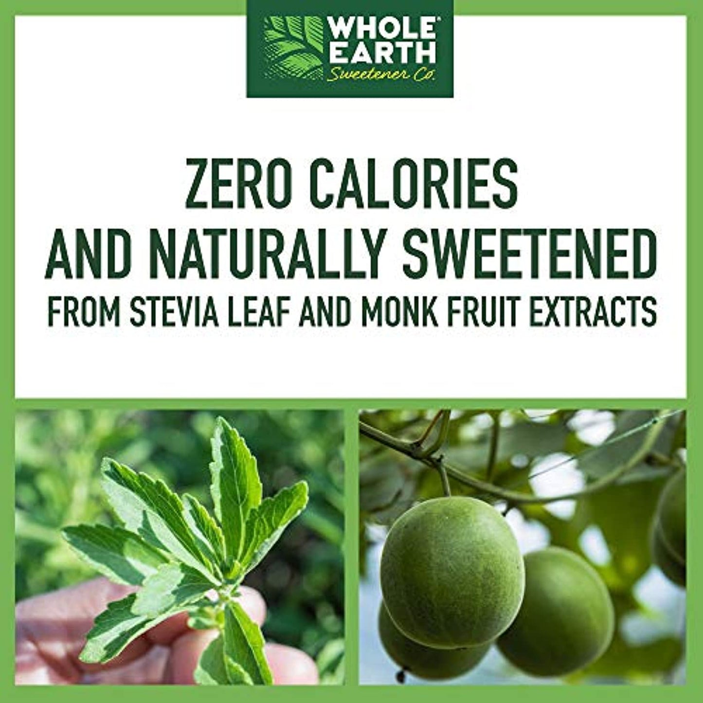 WHOLE EARTH Stevia & Monk Fruit Plant-based Sweetener, 400 Packets