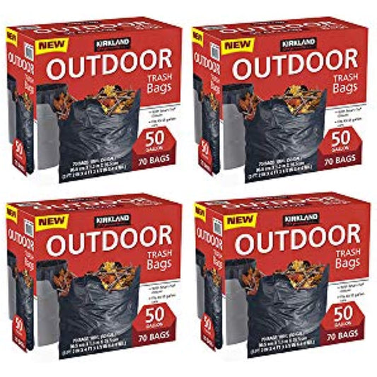 Kirkland Signature Outdoor 50 gallon Trash Bags (70 Bags) (4 Pack(Total 280 Bags, Each 70 Bags))