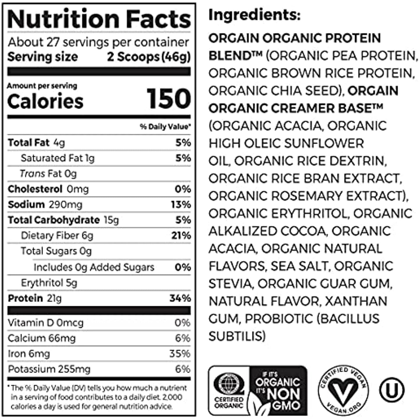 Orgain Organic Plant-Based Protein Powder, Creamy Chocolate Fudge, 2.74 Pound (0)