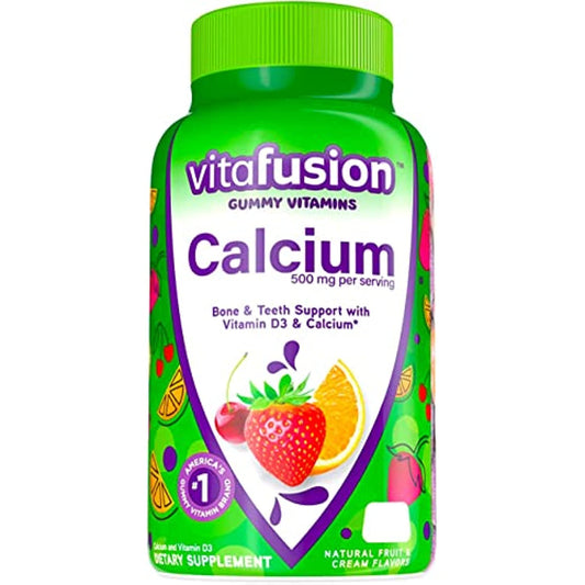 vitafusion Calcium Gummy Vitamins, Fruit and Cream Flavored Chewable Calcium Vitamins, 100 Count