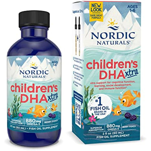 Nordic Naturals Children�s DHA Xtra, Berry Punch - 2 oz for Kids - 880 mg Total Omega-3s with EPA & DHA - Cognitive & Immune Function, Learning, Social Development - Non-GMO - 48 Servings