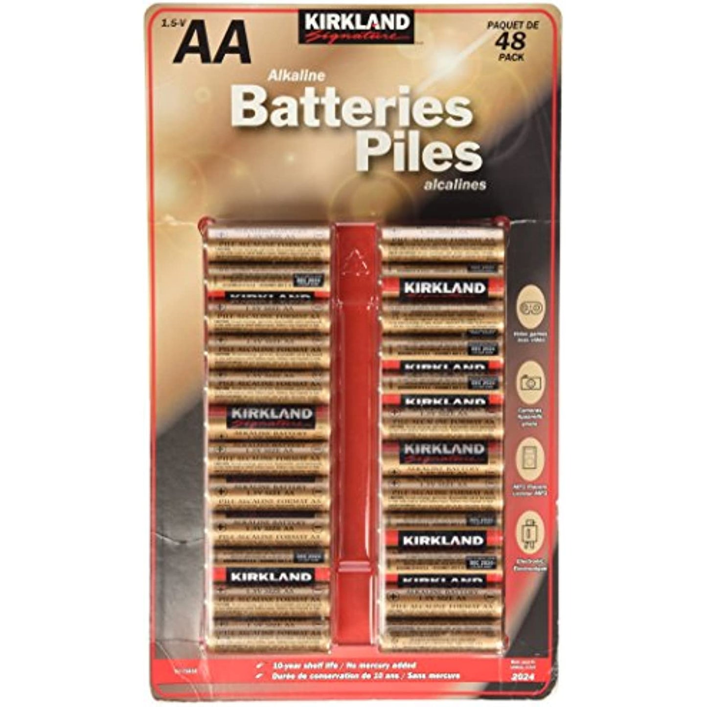 Kirkland Signature AA 1.5V Alkaline Batteries, 48 pack