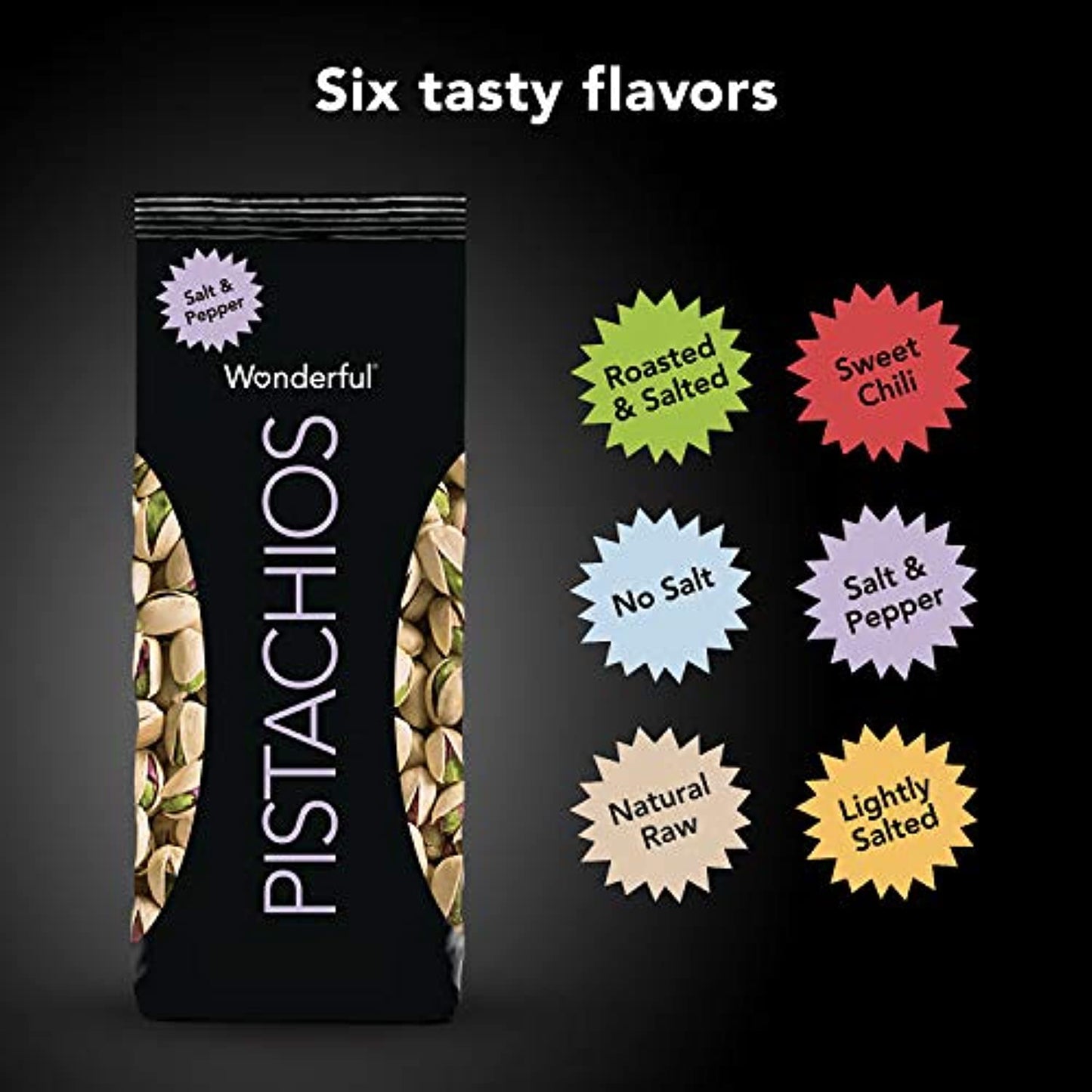 Wonderful Pistachios, Salt and Pepper Flavored, Bag, Salt & Pepper Flavor, 48 Ounce