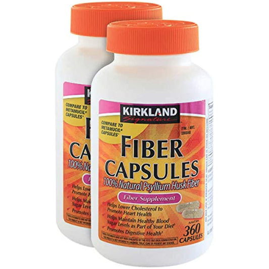 Kirkland Signature Fiber Capsules Fiber Supplement / Laxative - 2 Pack, 360 Capsules Per Bottle
