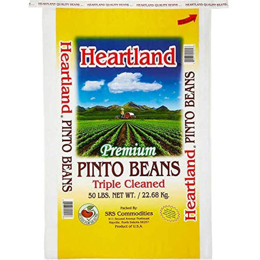 Heartland Great America Pinto Beans, Premium Quality, Made in USA, Home Grown Triple Cleaned, 50 lbs