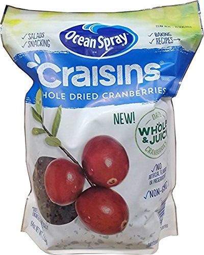 Ocean Spray Craisins ( 2 PACK SUPER SAVER ) Whole & Juicy Dried Cranberries Non-GMO 64 Oz Each Releasable Bag