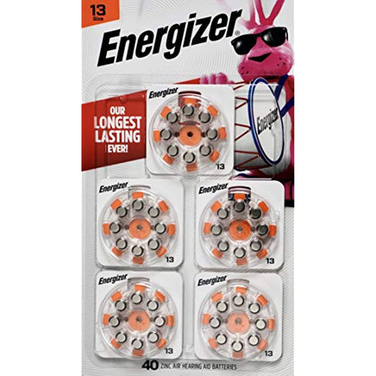 Energizer Zinc Air Hearing Aid Batteries, 13 Size, 40 Count