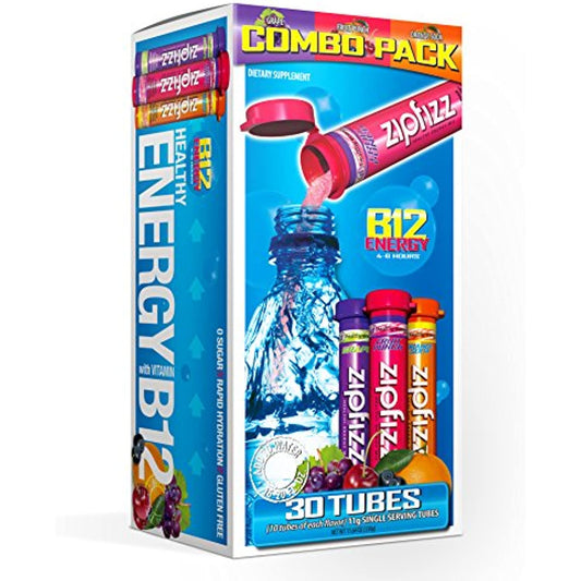 Zipfizz Energy Drink Mix, Electrolyte Hydration Powder with B12 and Multi Vitamin, Combo Pack - 30 Count(Pack of 1)