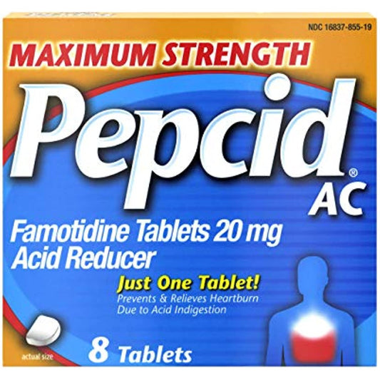 Pepcid AC Maximum Strength, 20 mg Famotidine for Heartburn Prevention & Relief, 8 Ct