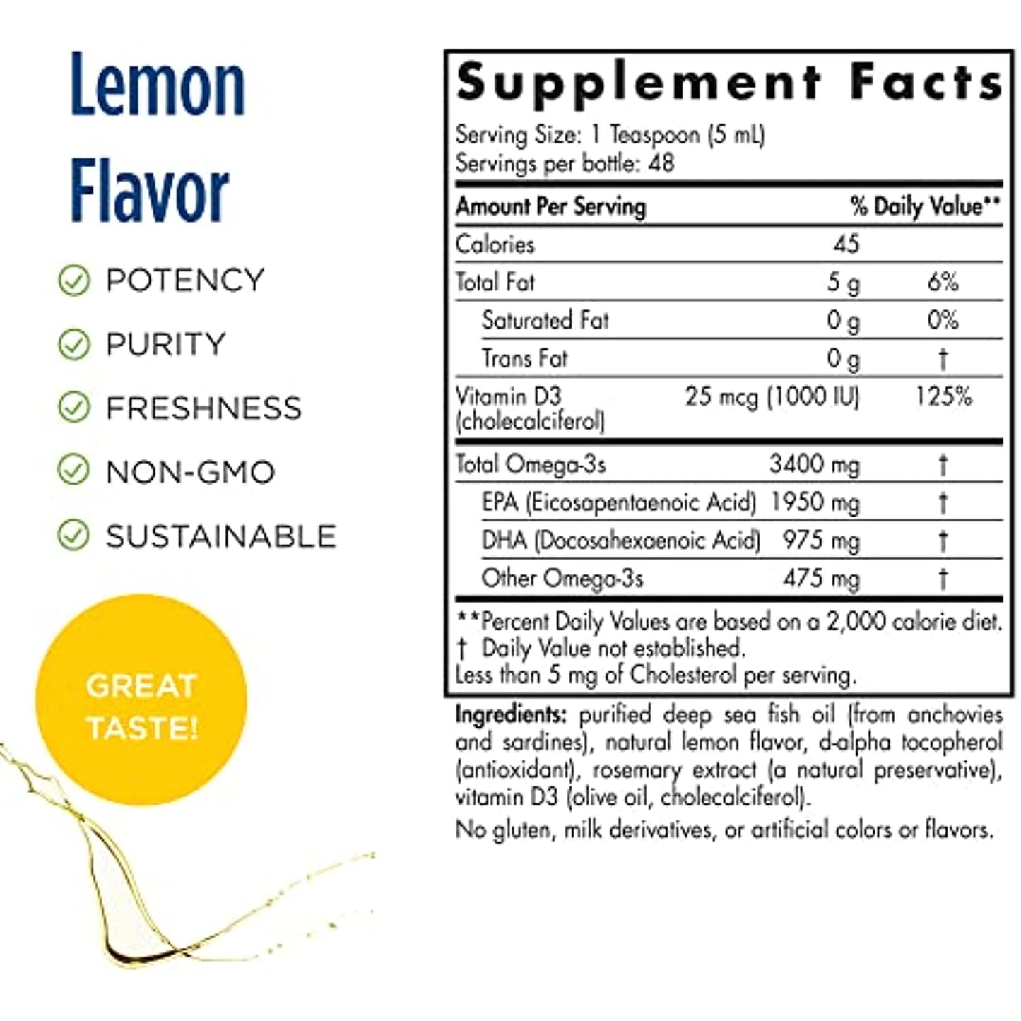 Nordic Naturals Ultimate Omega Xtra Liquid, Lemon Flavor - 8 oz - 3400 mg Omega-3 + 1000 IU Vitamin D3 - Omega-3 Fish Oil - EPA & DHA - Brain, Heart, Joint, & Immune Health - Non-GMO - 48 Servings
