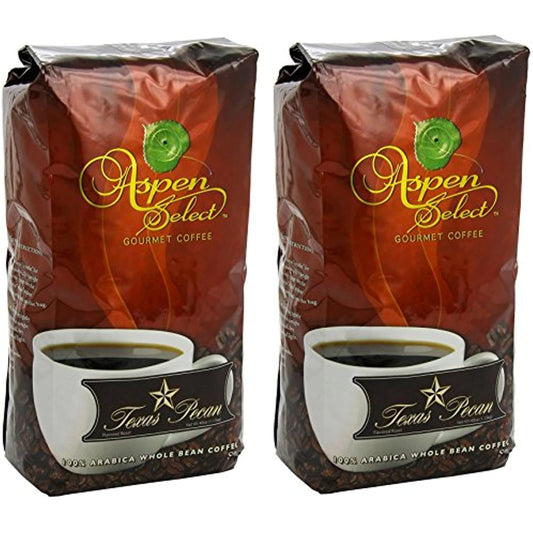 Aspen Select Gourmet Coffee Texas Pecan, Whole Bean, 2.5 Lb ( Pack of 2)