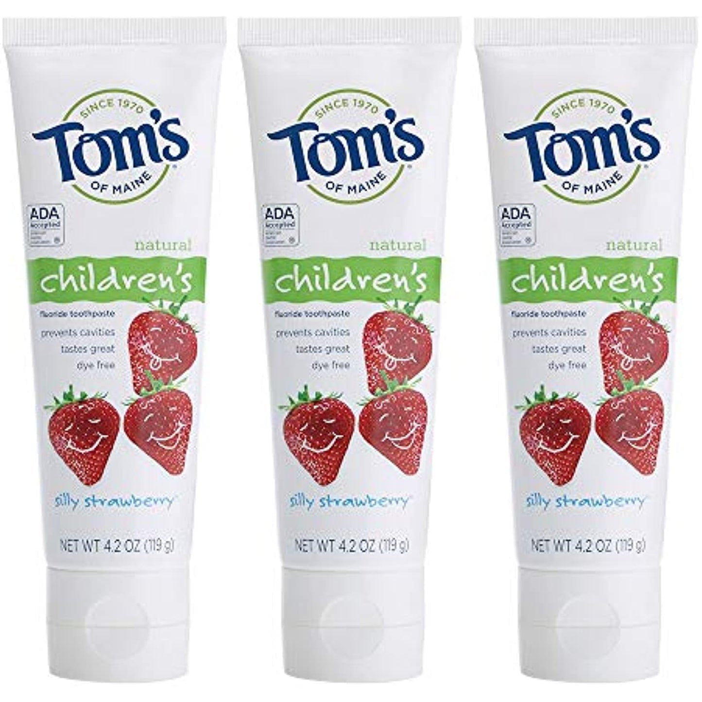 Tom's of Maine Children's Natural Fluoride Toothpaste, Silly Strawberry 4.2 oz (Pack of 6)