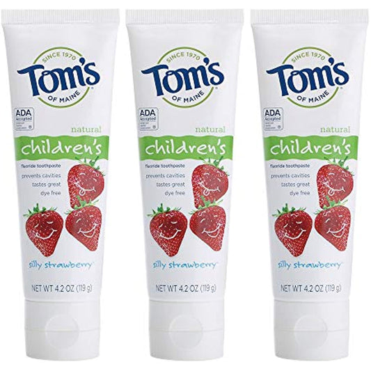 Tom's of Maine Children's Natural Fluoride Toothpaste, Silly Strawberry 4.2 oz (Pack of 6)