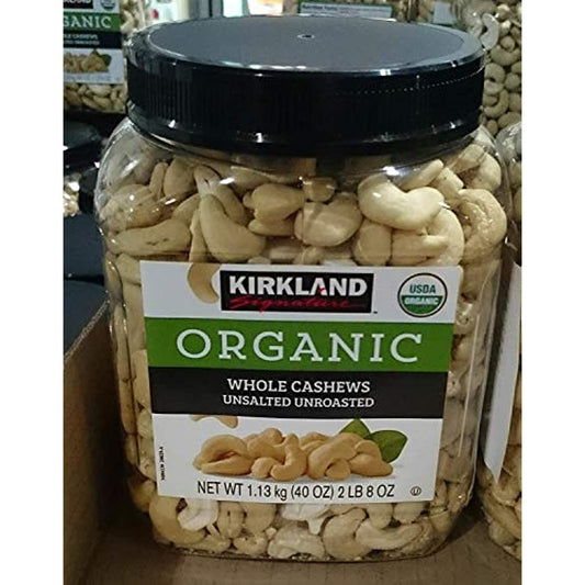 Kirkland Signatures Organic Whole Cashews Unsalted Unroasted, (Family Bundle)