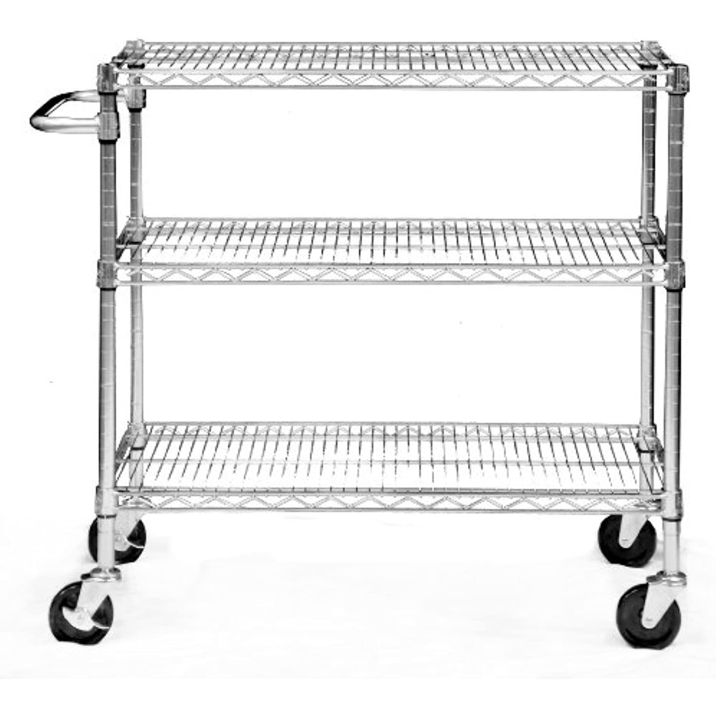 TRINITY EcoStorage Heavy Duty 3 Tier Rolling Cart for Kitchen Organization, Garage Storage, Commercial and Industrial Use, NSF Certified, 800 Pound Capacity, 40.25� by 36� by 18�, Chrome