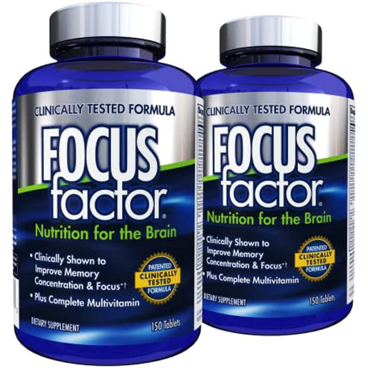 Focus Factor Nutrition for The Brain, Improved Memory & Concentration Brain Supplement, Original, 150 Count, Pack of 2