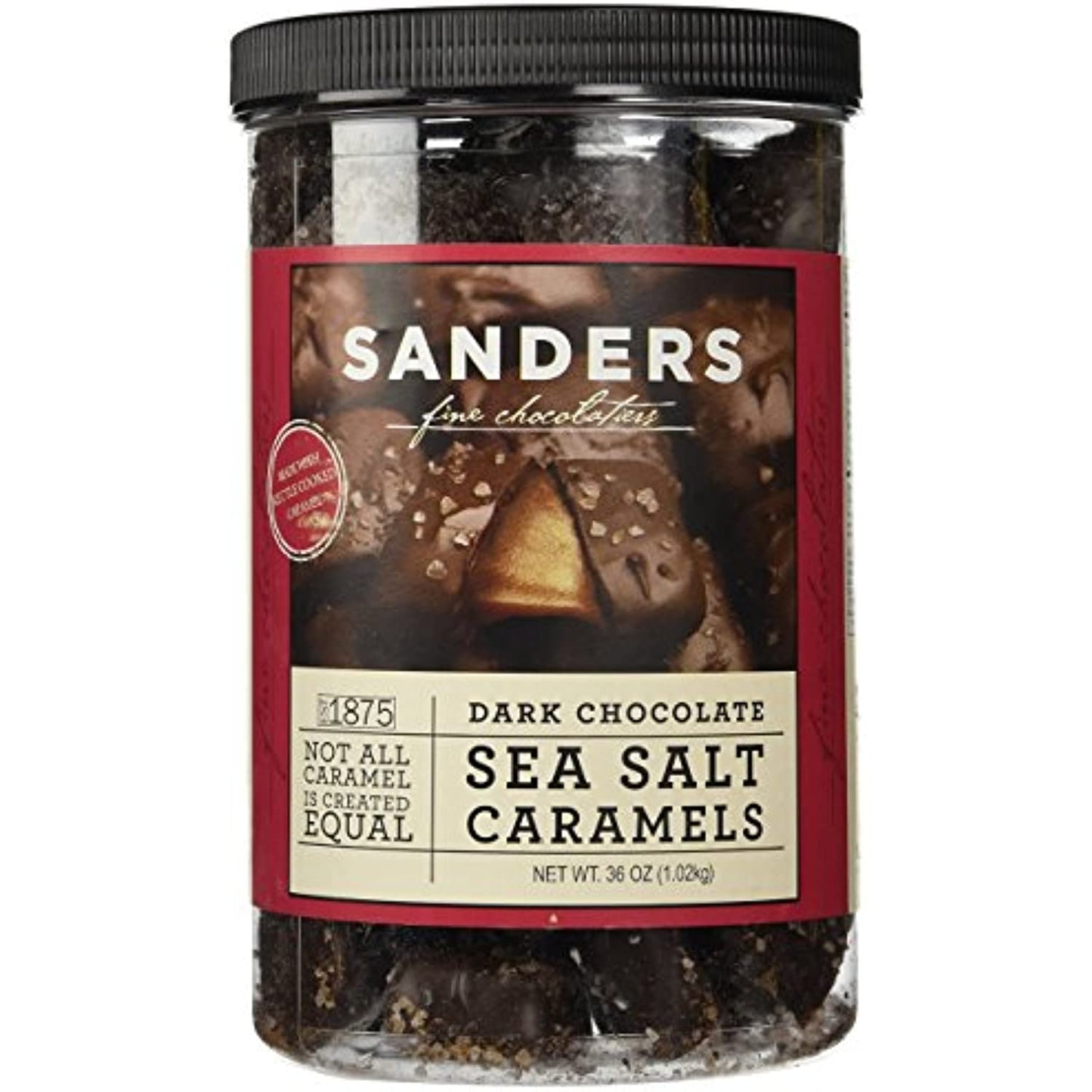 Sanders Dark Chocolate Sea Salt Caramels - 36 ounces (2.25 pounds) - PACK OF 4
