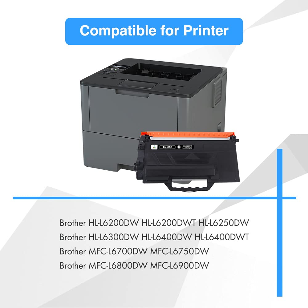TRUE IMAGE Compatible Toner Cartridges Replacement for Brother TN880 TN-880 TN 880 HL-L6200DW MFC-L6700DW HL-L6300DW MFC-L6900DW HL-L6200DWT MFC-L6800DW HL-L6250DW HL-L6400DW 6200DW (Black, 2-Pack)