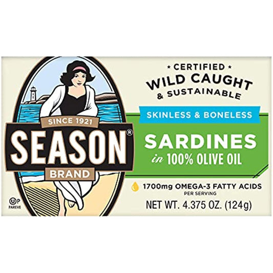 Season Sardines in Olive Oil, 4.375-ounce (Pack of 6)