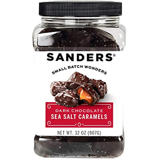 Sanders Original Small Batch Dark Chocolate Sea Salt Caramels Tub, 32 Oz