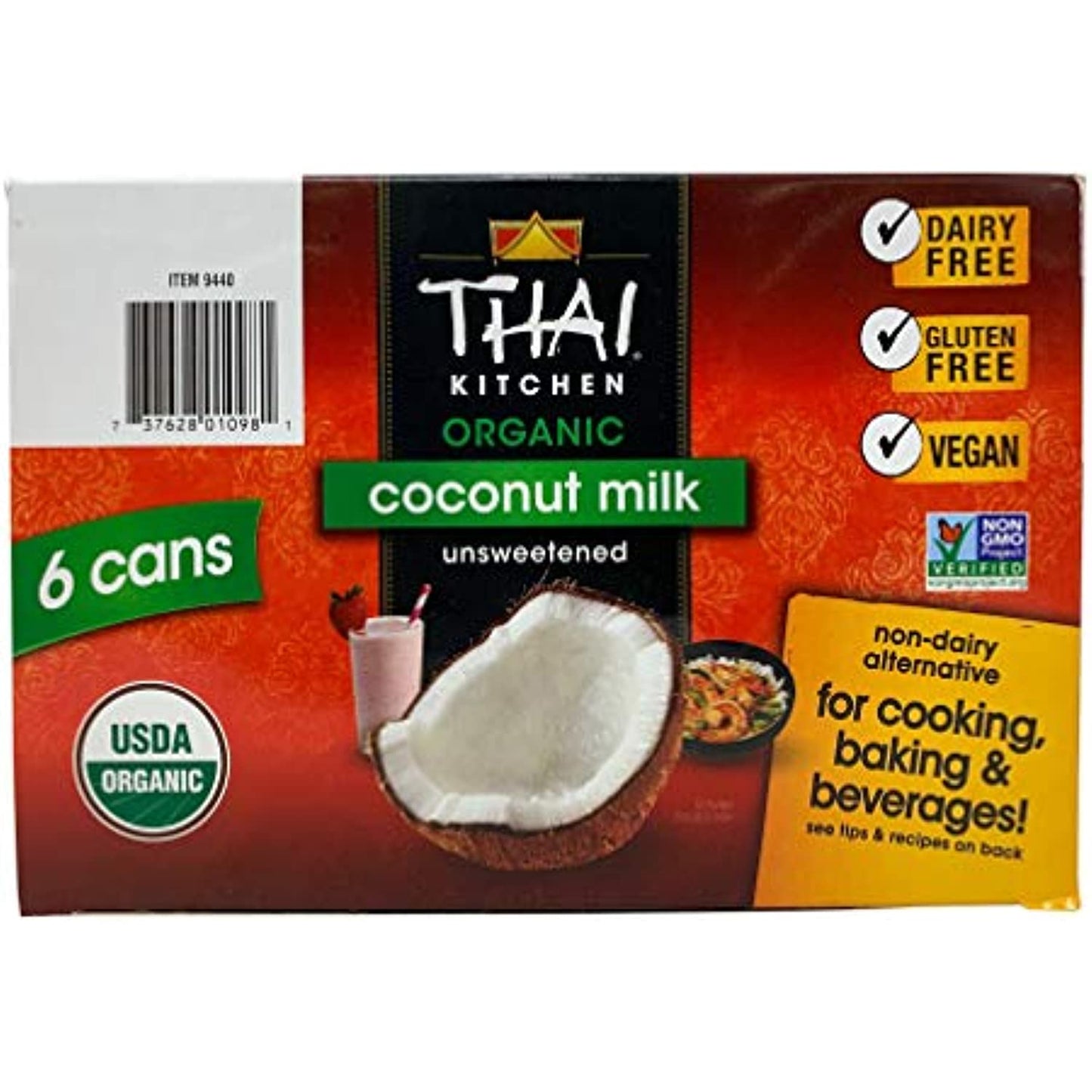 Thai Kitchen Organic Unsweetened Coconut Milk, 13.66 Fl Oz (Pack of 6)