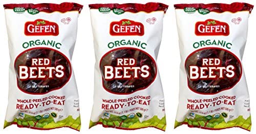 Gefen Organic Red Beets, Whole, Peeled, Cooked & Ready to Eat, 1.1lb (3 Pack)