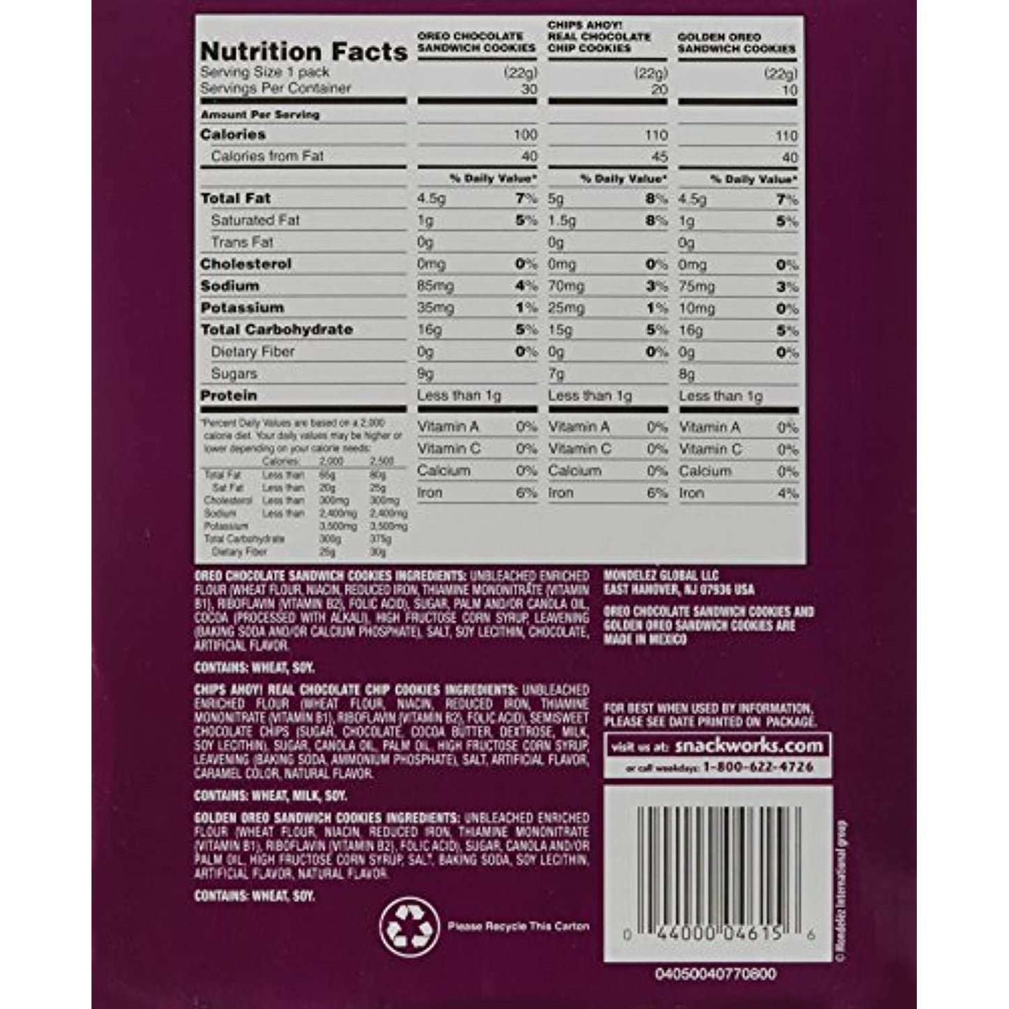 Nabisco Cookie Variety Pack, 60 Count