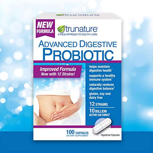 TruNature Digestive Probiotic with 12 Strains & 100 Capsules (Pack of 2)