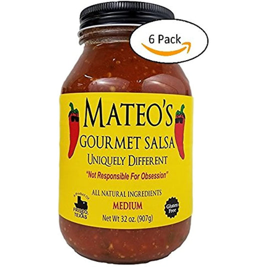 Mateo's Gourmet Salsa -Medium- 32 Oz (Pack of 6)
