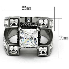 Reliable and Fast Men's Princess Cut Simulated Diamond Silver Stainless Steel Ring Size 8-14 (14)