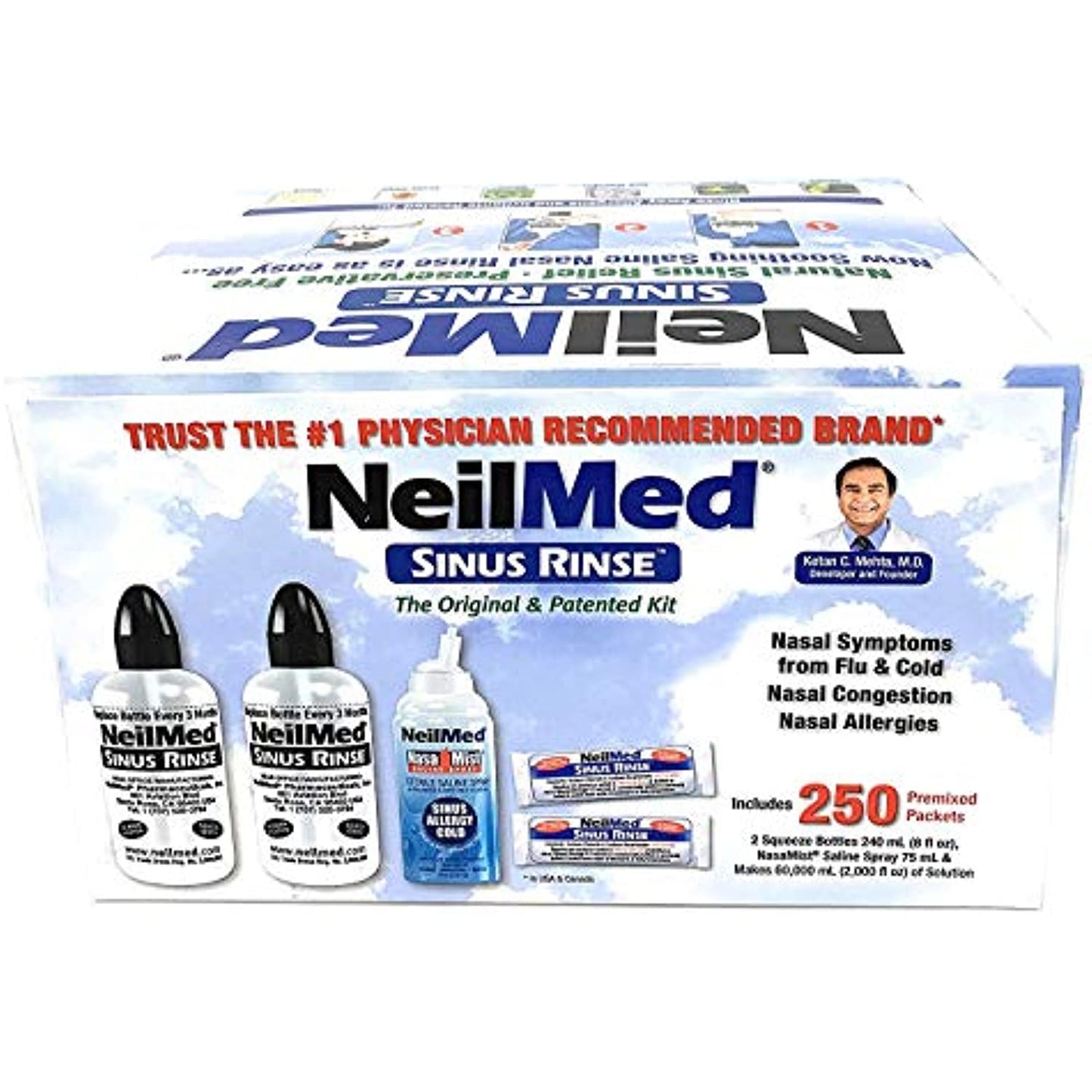 NeilMed Sinus Rinse All Natural Relief Premixed Refill Packets 250 Count
