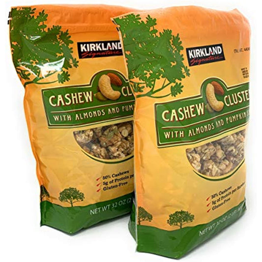 Kirkland Signature Cashew Clusters with Almonds and Pumpkin Seeds: 2 Bags of 32 Oz