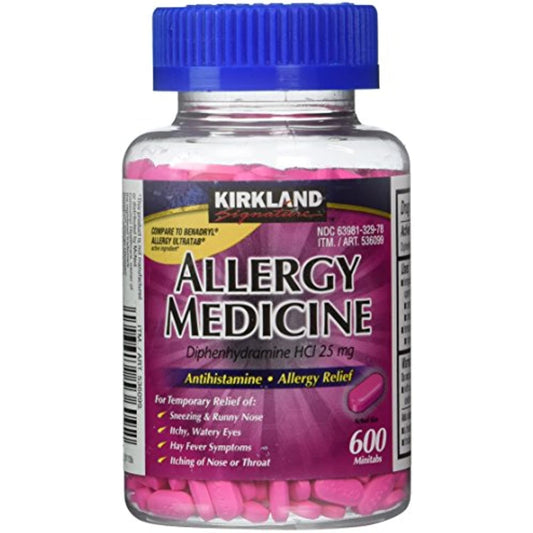 Kirkland Signature Allergy Medicine Diphenhydramine HCI 25 mg - 600 Minitabs