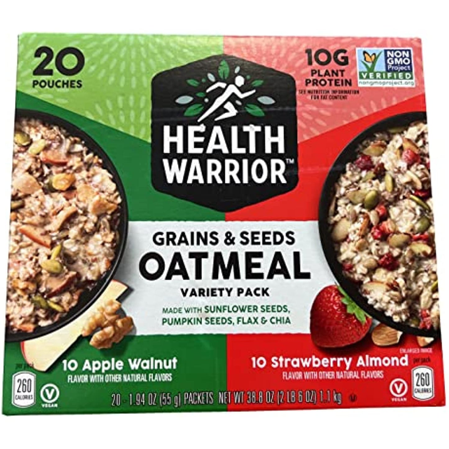 HEALTH WARRIOR OATMEAL VARIETY PACK 20CT 38.8OZ (2.4LB)