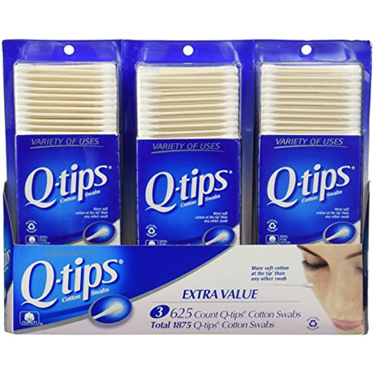 Q-tips Cotton Swabs 3 Packs of 625 Count