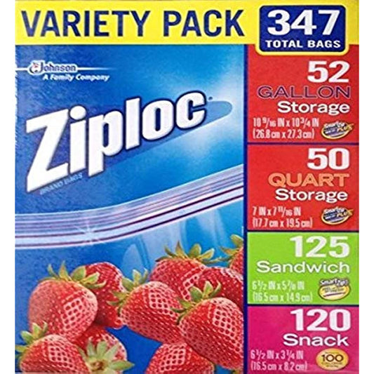 Ziploc 347 Variety Total Bags, 347 Pack, Piece Assortment, clear